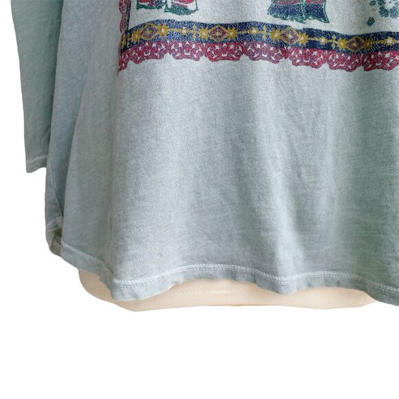 Lucky Brand Top S Elephant Ride Boho Graphic Print Pullover 3/4 Sleeve Knit Tee - Picture 5 of 9